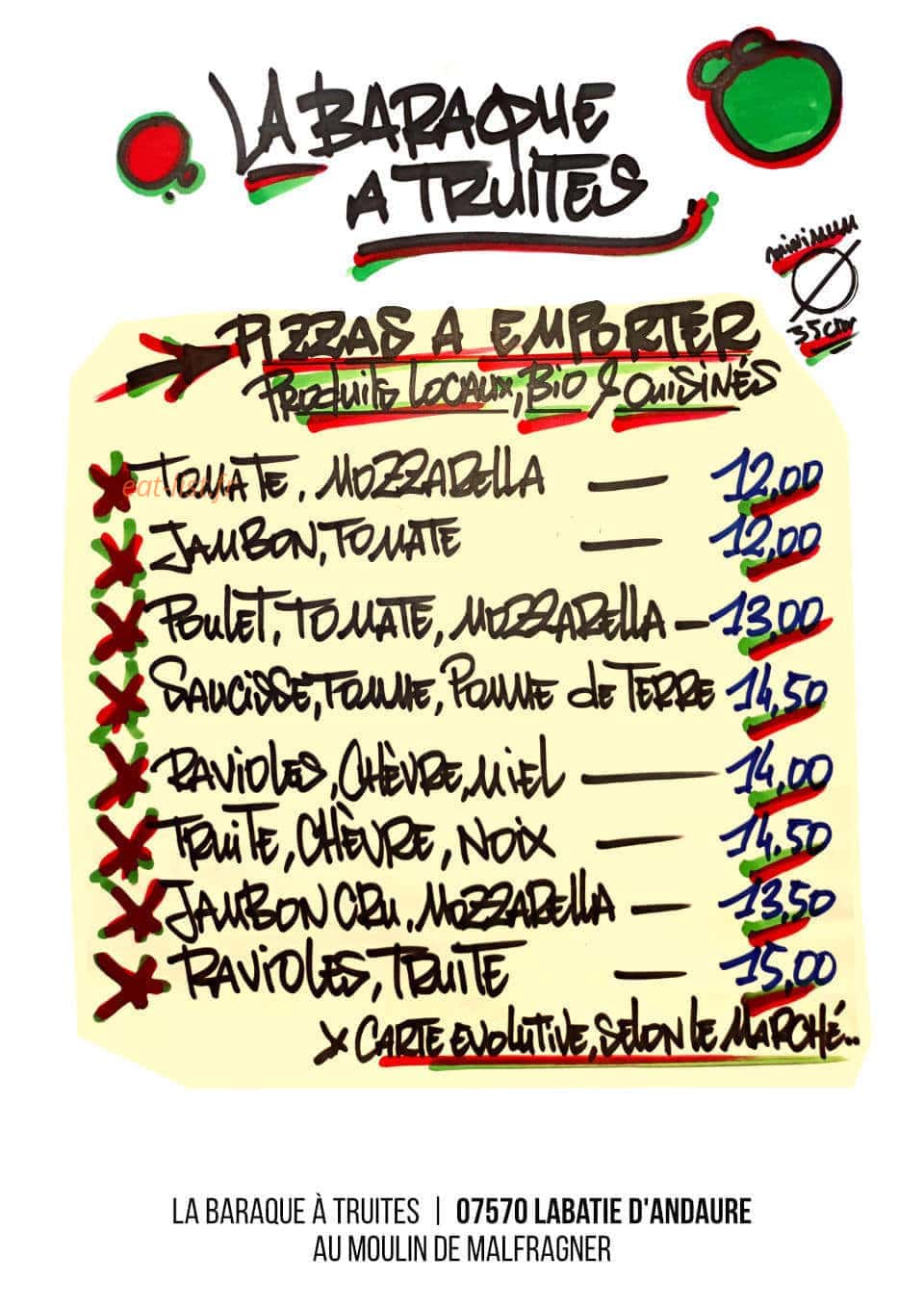 La Baraque à Truite — carte page 1