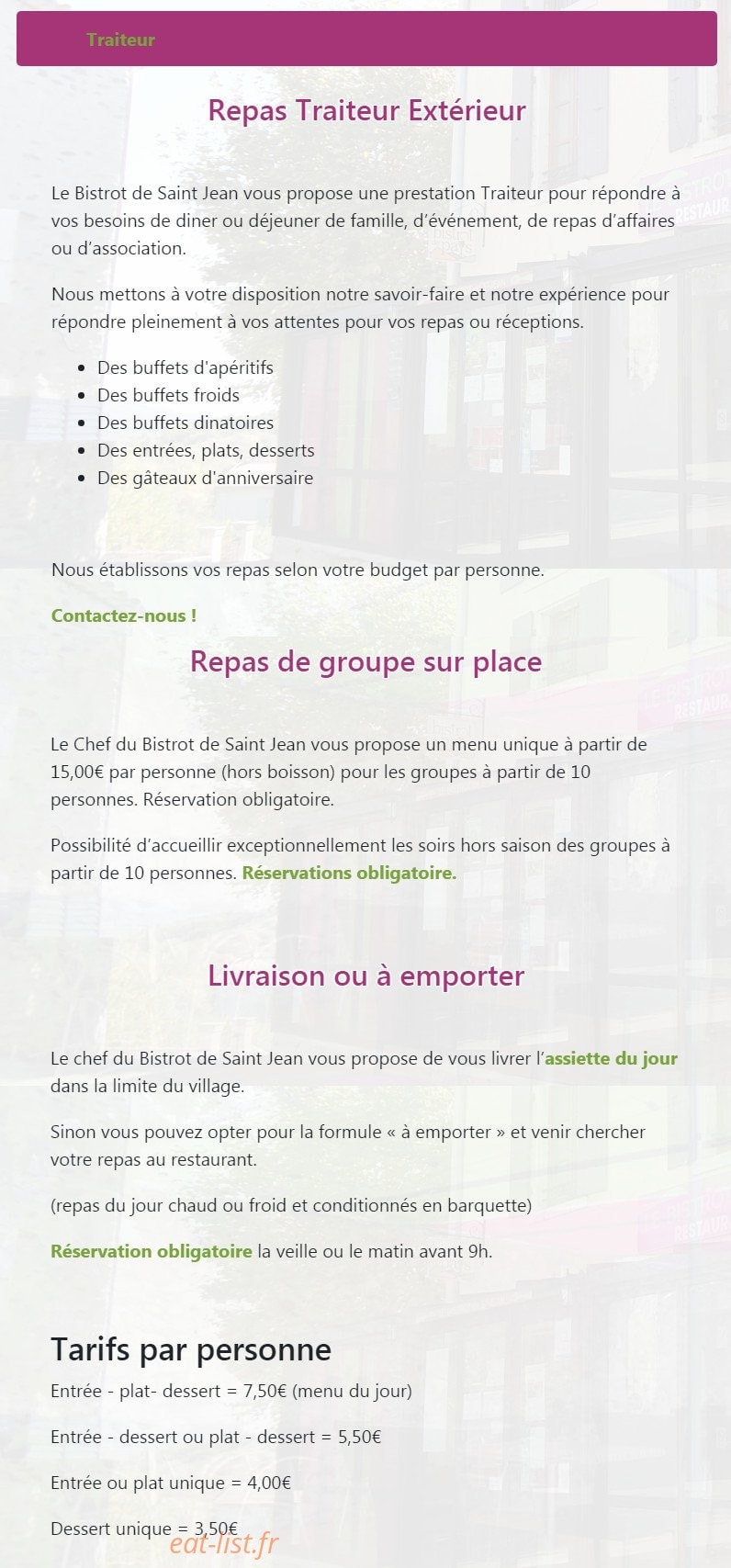 Le bistrot de saint jean — carte page 5