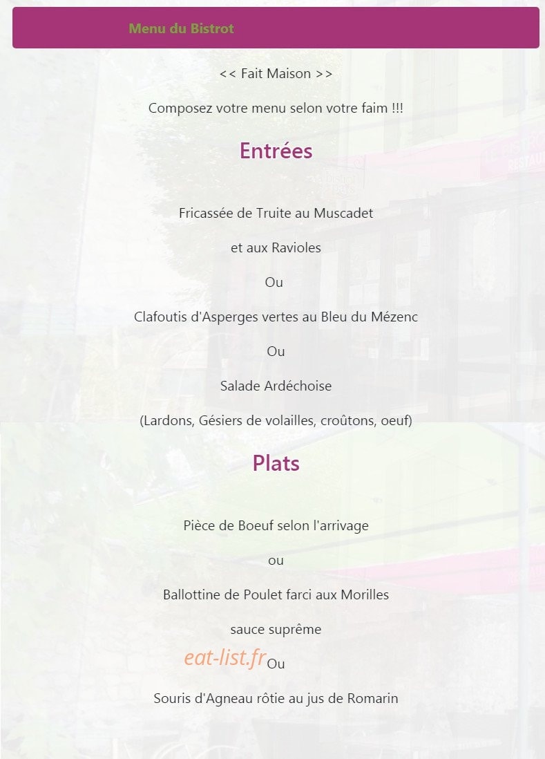 Le bistrot de saint jean — carte page 2