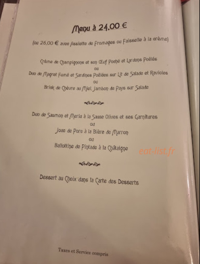 Chez Mireille — carte page 1