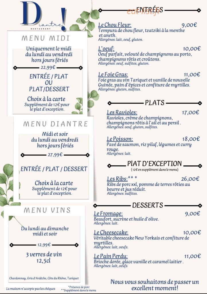 Diantre! — carte page 1