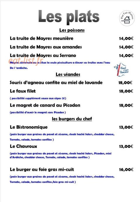 Le Vals Gourmet — carte page 2