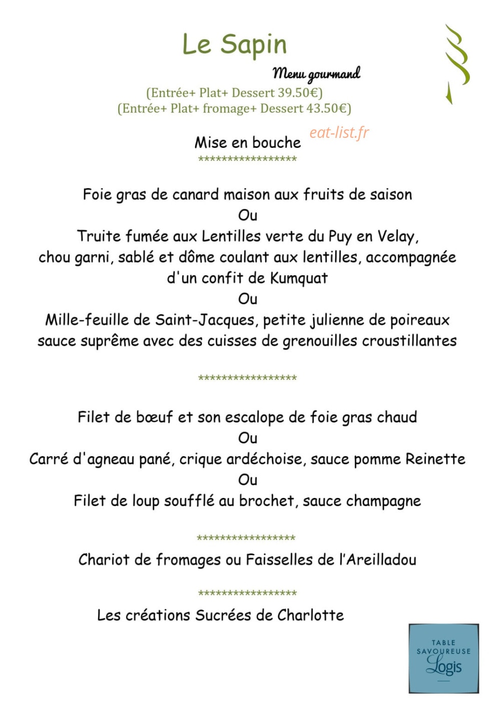 Hôtel des Sapins — carte page 2