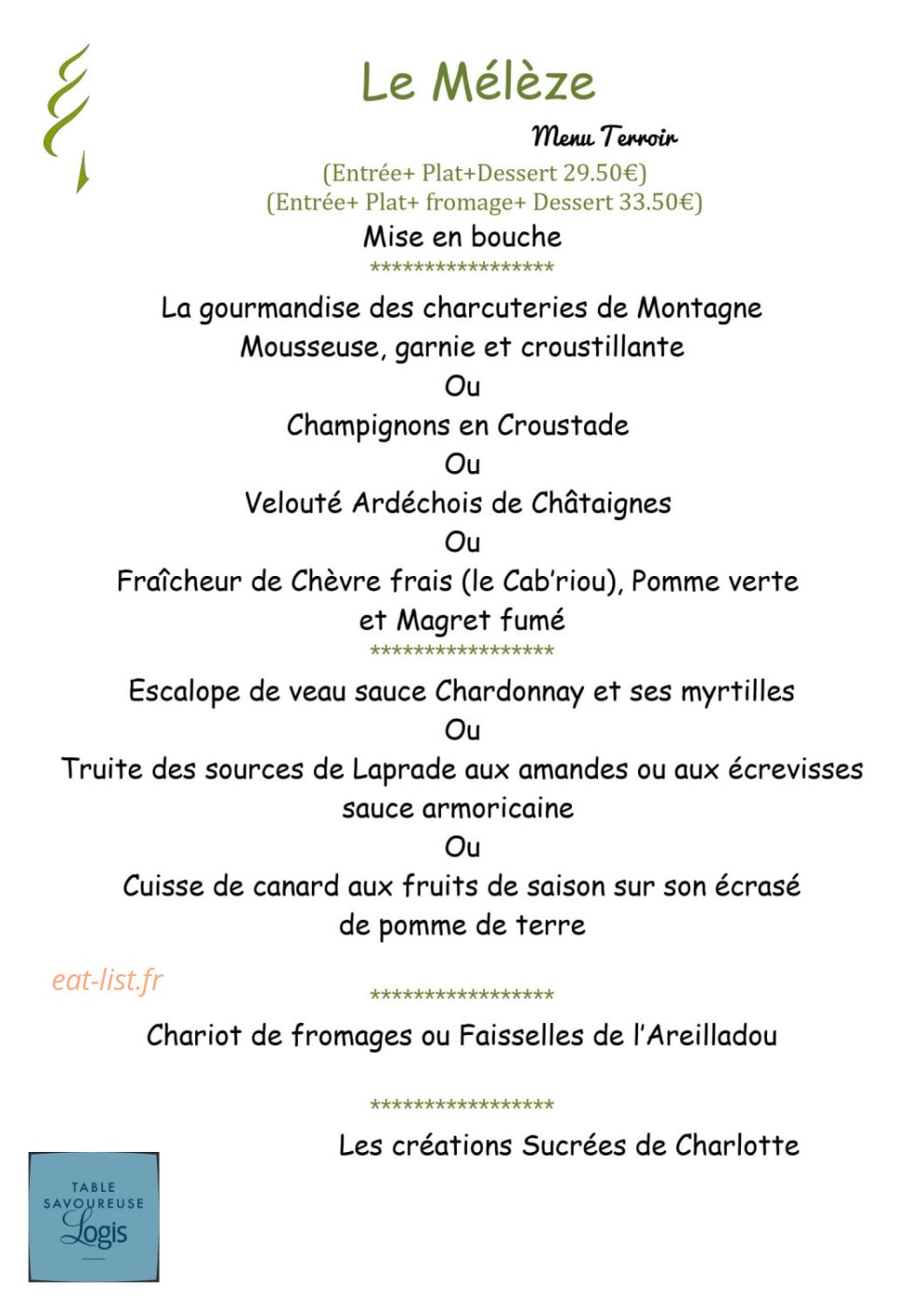 Hôtel des Sapins — carte page 1
