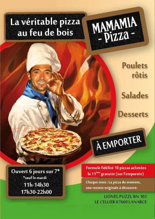 Mamamia pizza — carte page 1