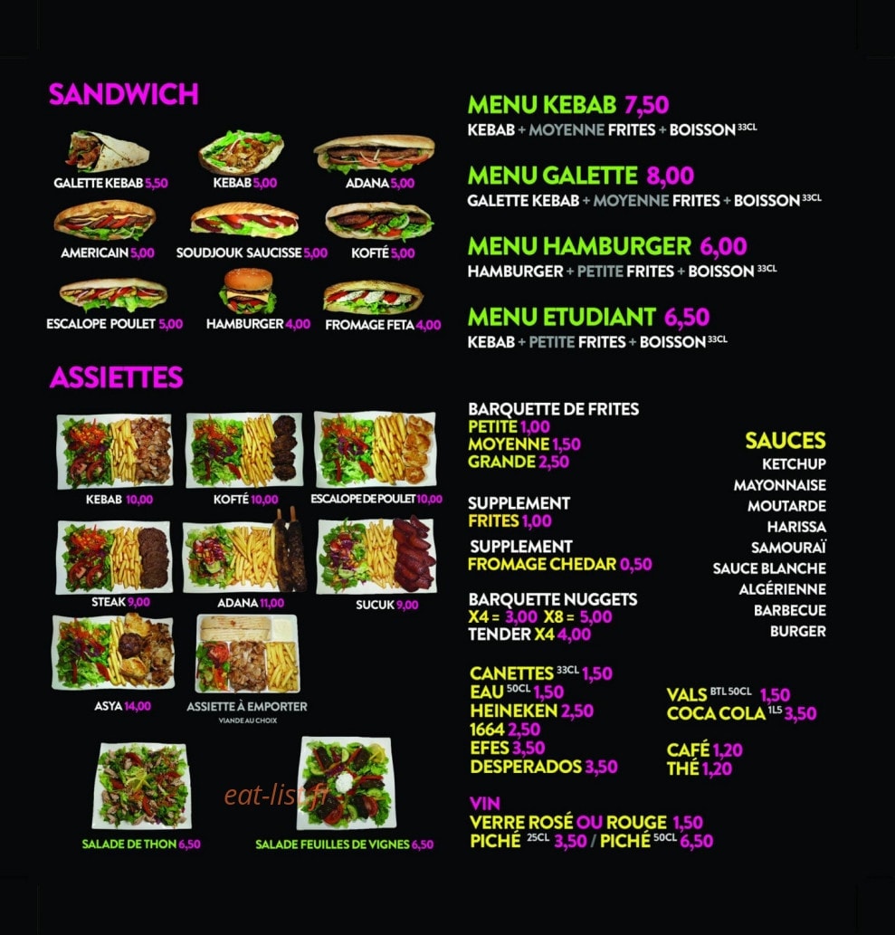 Asya Kebab — carte page 2