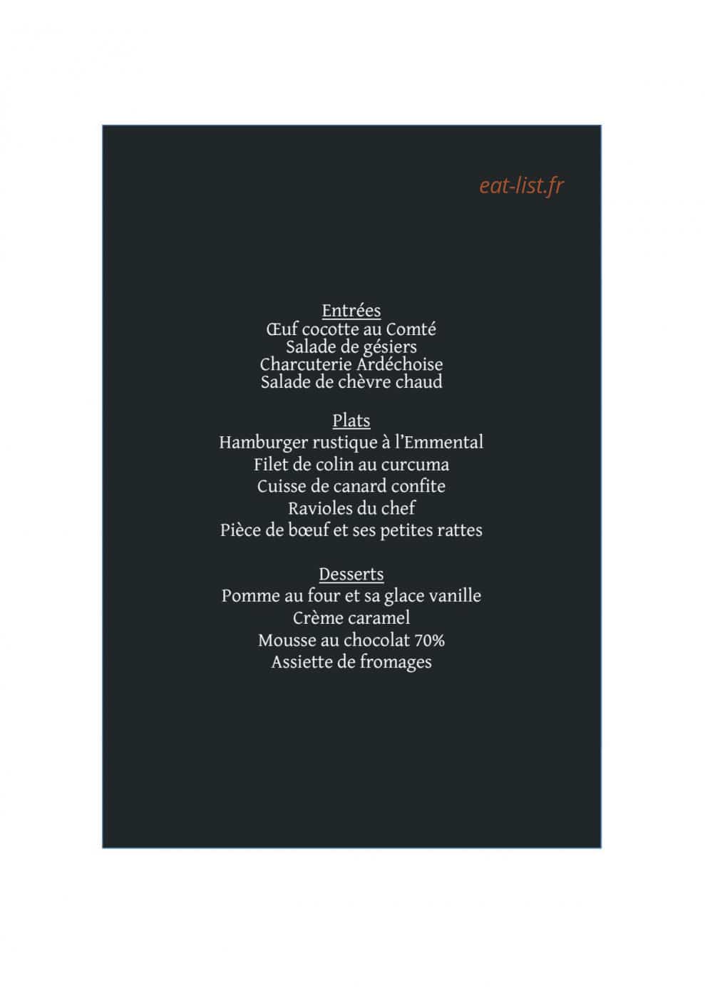 La cantine — carte page 1