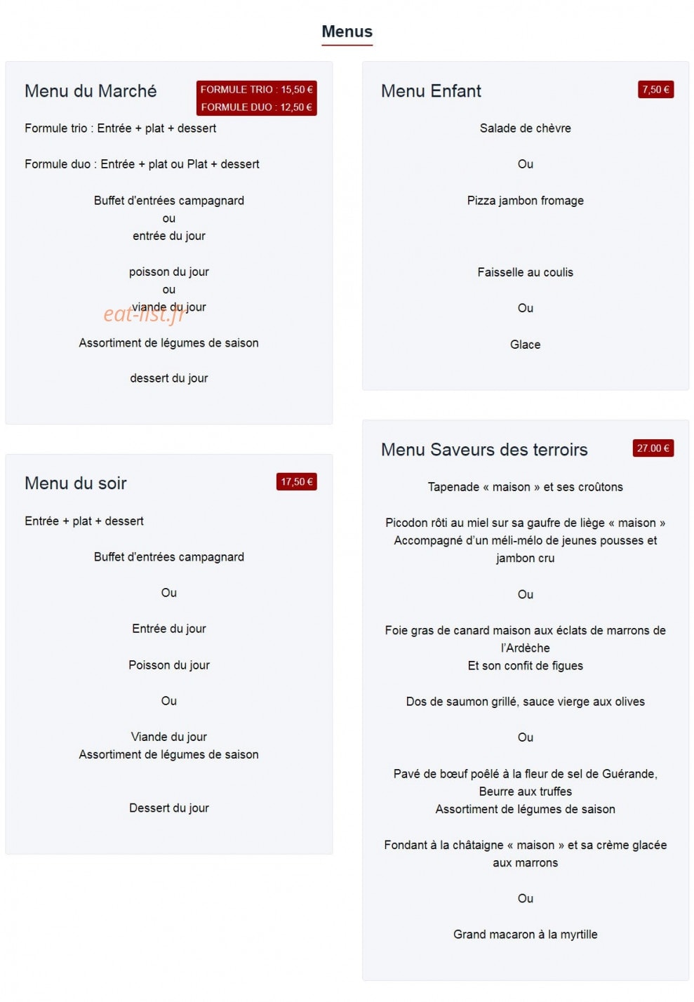 Le Clos des Oliviers — carte page 5