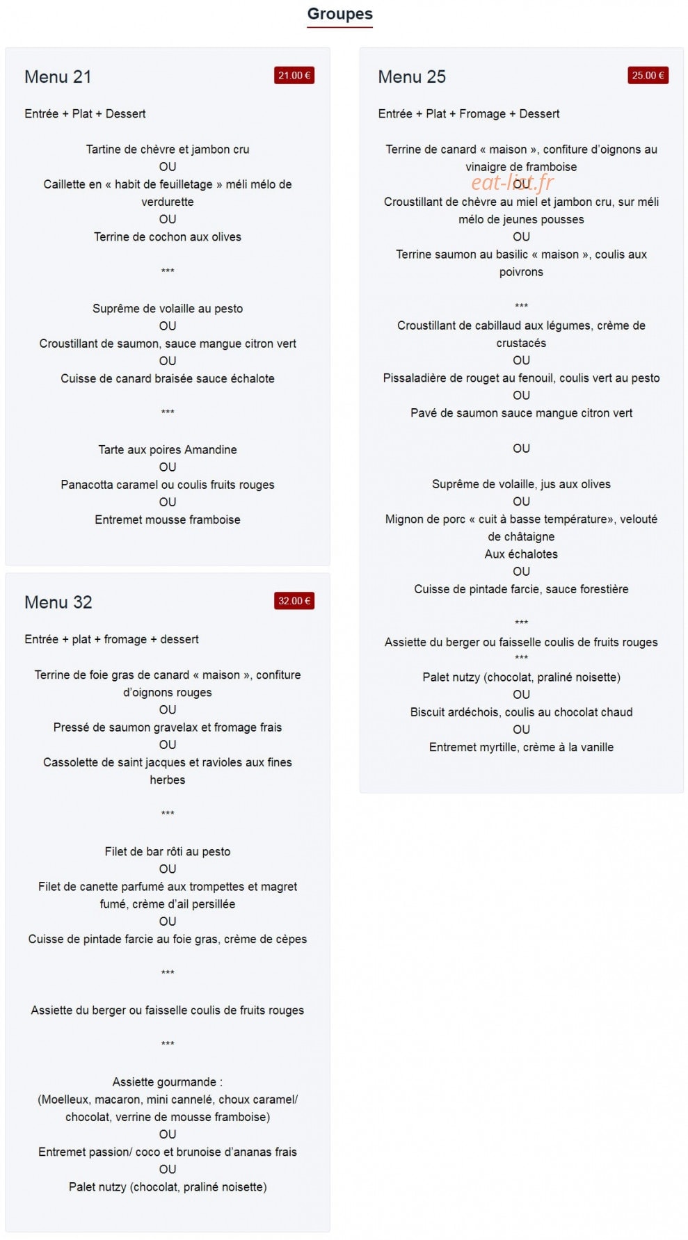 Le Clos des Oliviers — carte page 2