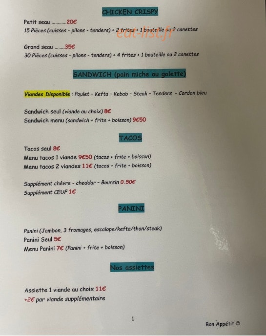 Regal food — carte page 2