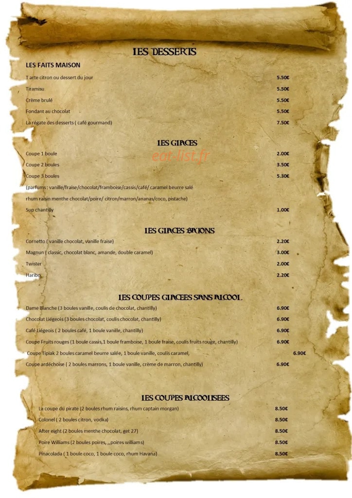 La Guinguette du Pirate — carte page 3