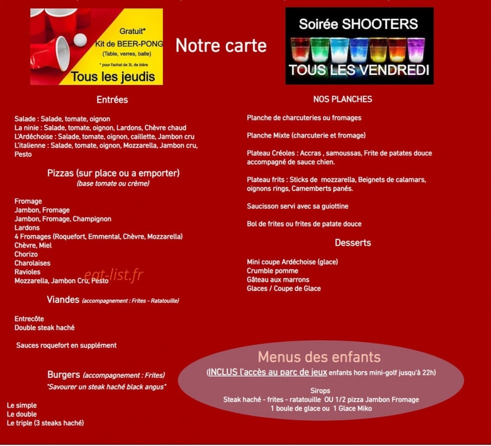 Chez Mickey le palaccio — carte page 1