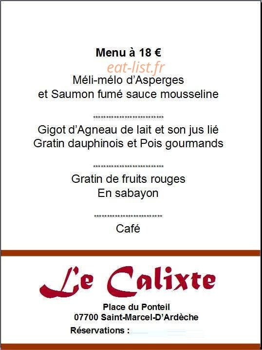Le Calixte — carte page 2