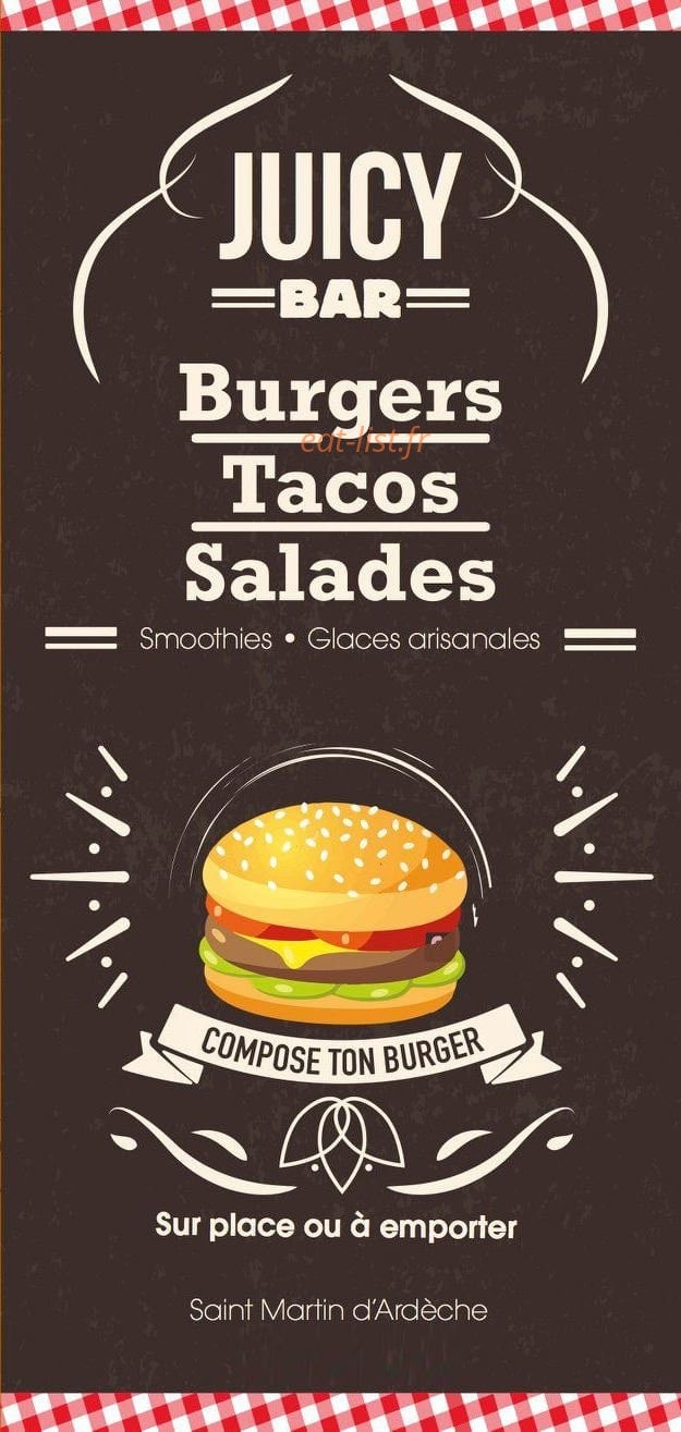 Juicy' Bar — carte page 1
