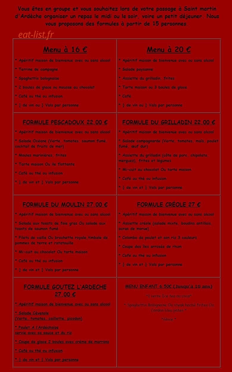 La Guinguette du Moulin — carte page 6
