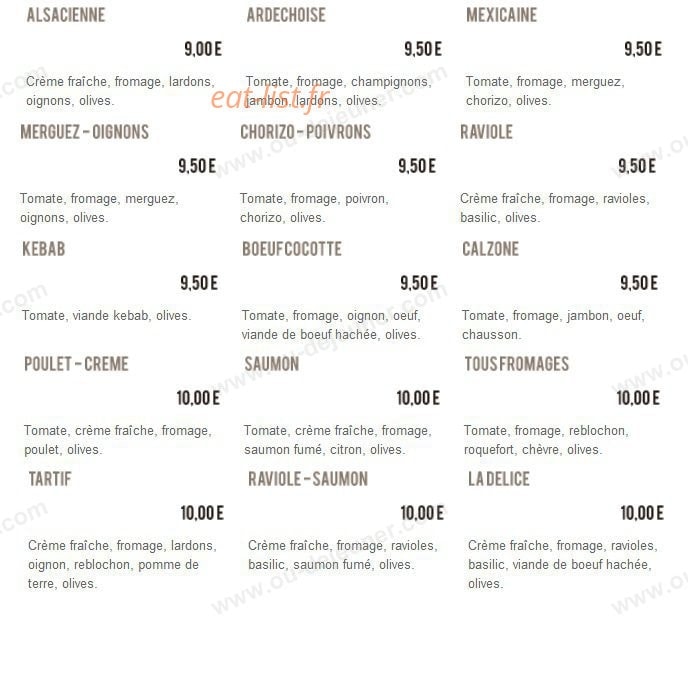 Carte et menu de Au Jardin des Délices à La Voulte sur Rhone — Les pizzas suite