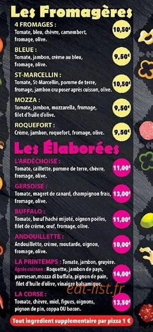 Pizza l'Ardechoise — carte page 4