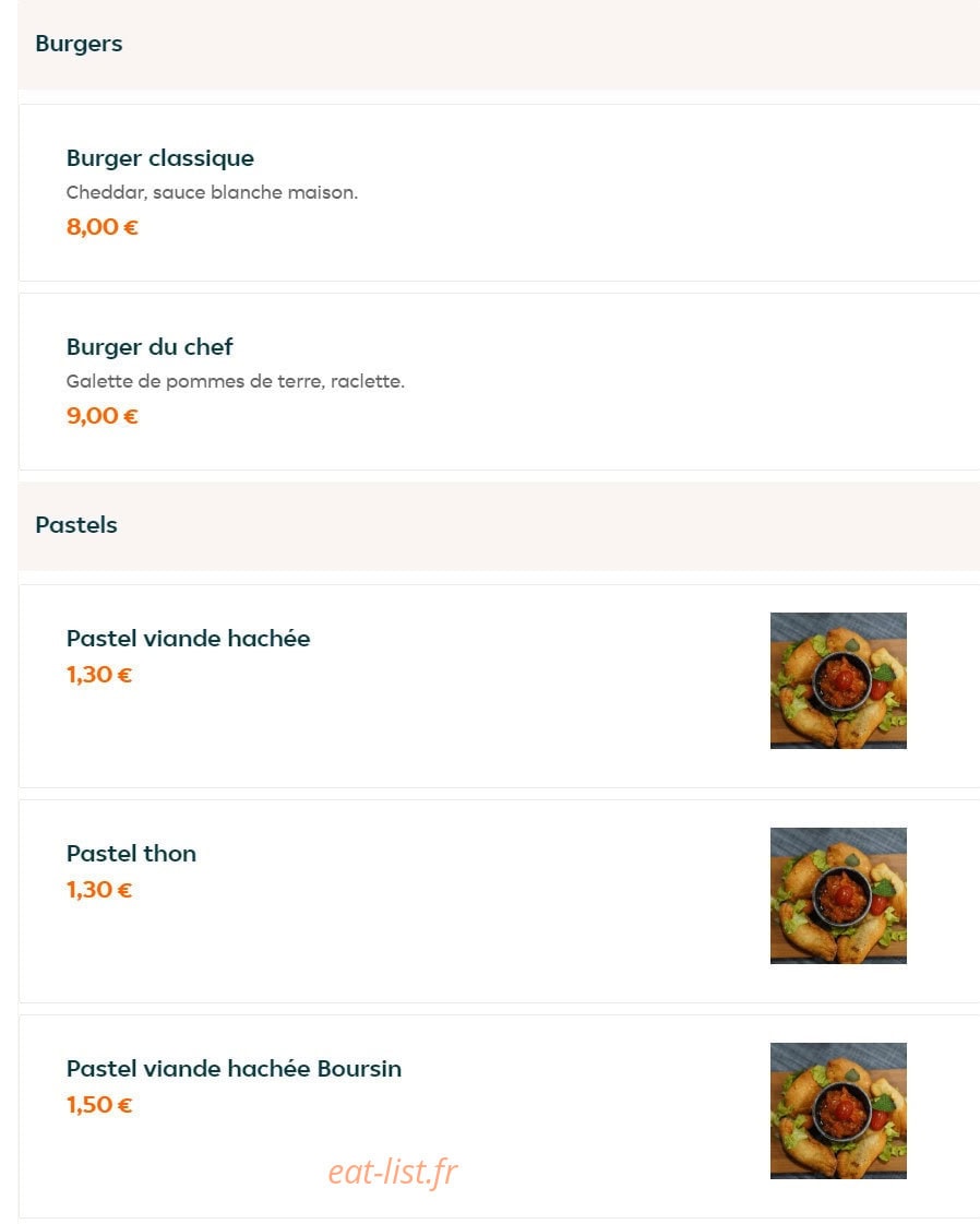 African food — carte page 2