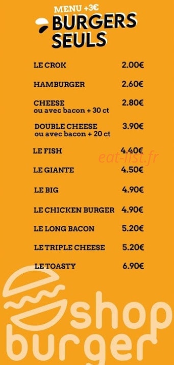 Burger shop — carte page 2