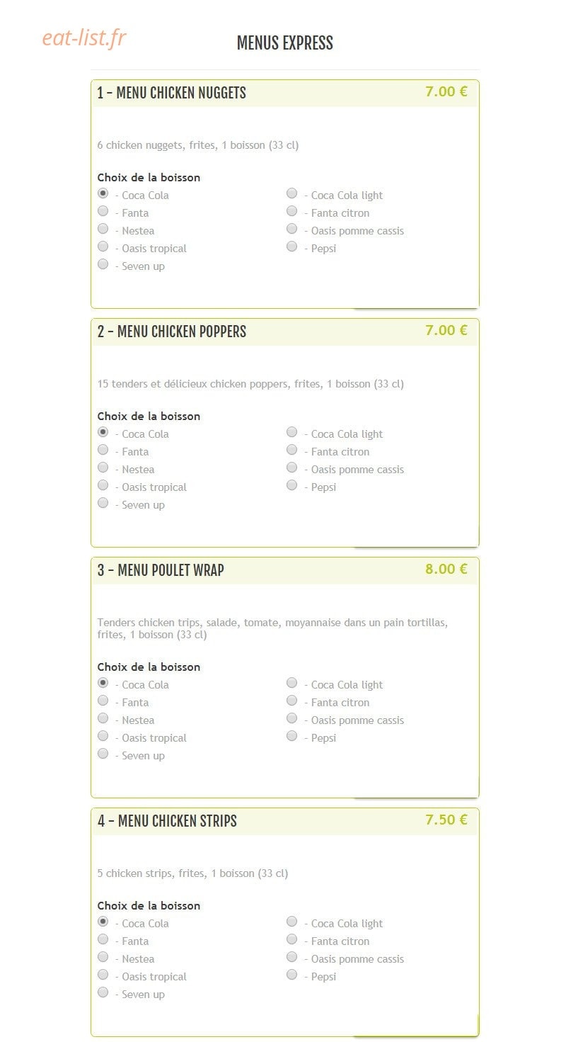 Chicken Spot — carte page 5