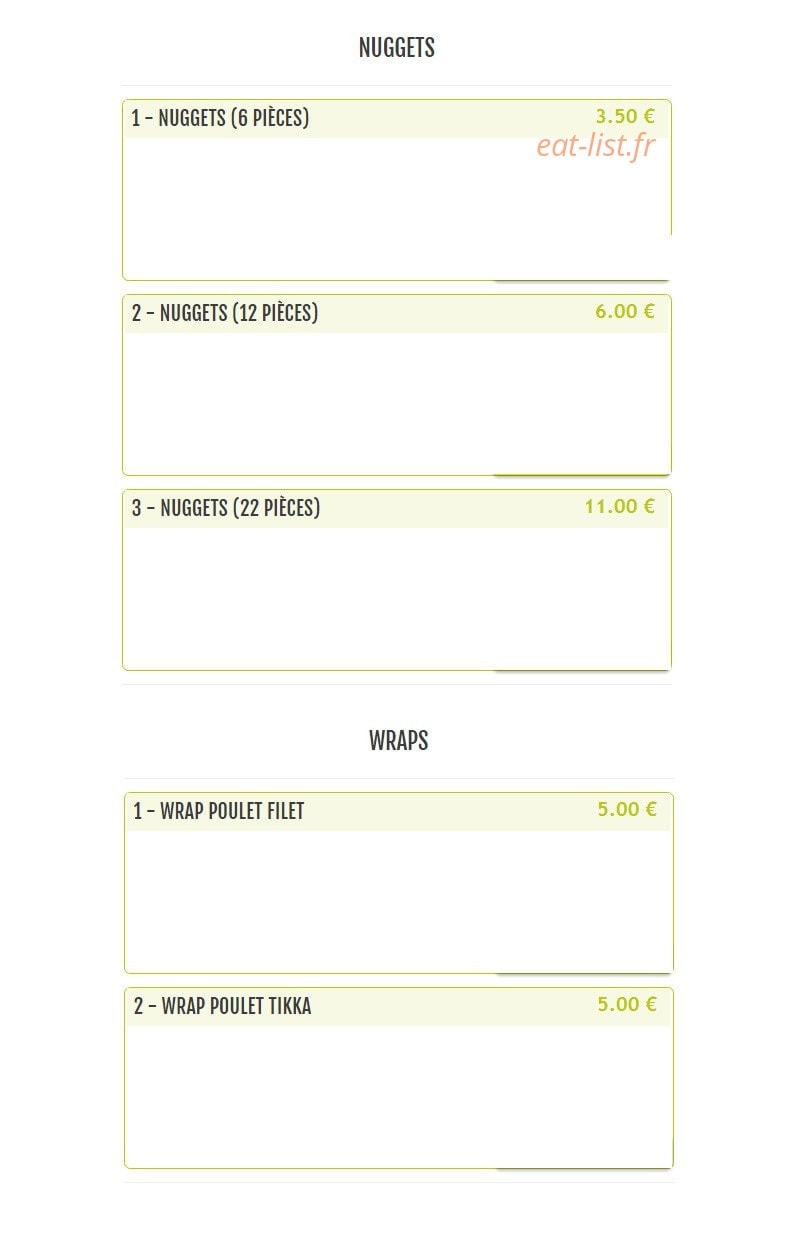 Chicken Spot — carte page 4
