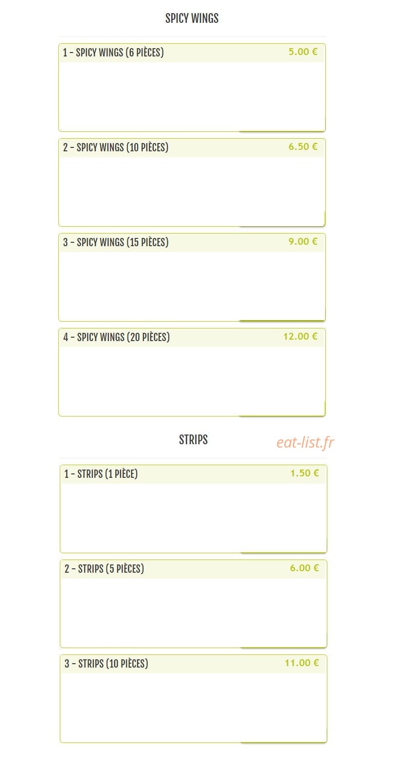 Chicken Spot — carte page 3