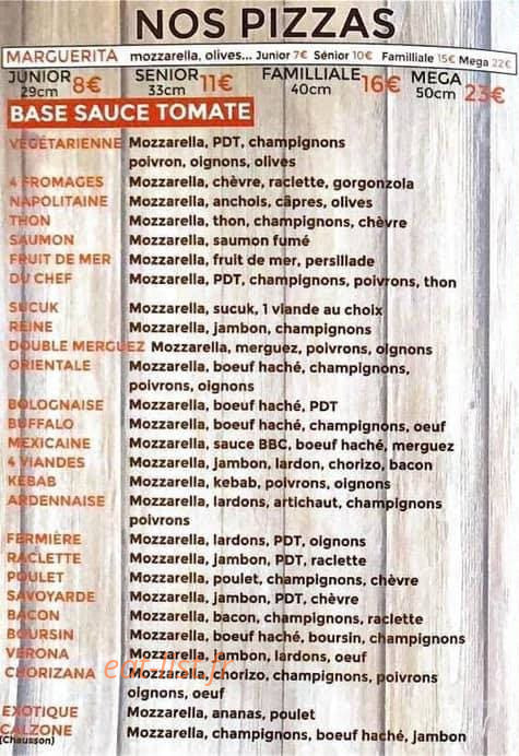 Fastte Pizza — carte page 1