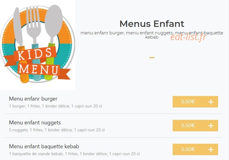 Food time — carte page 1