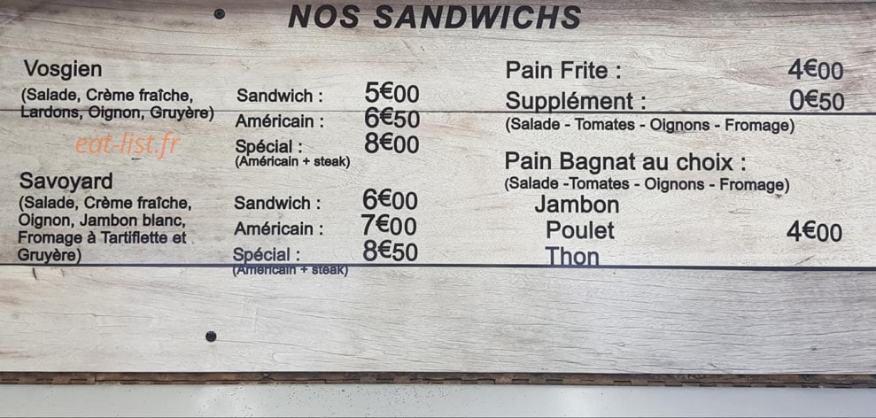 Friterie Saint Julien — carte page 4