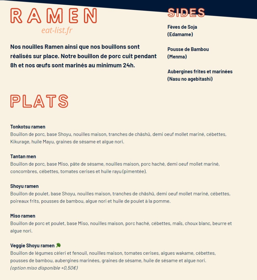 Ikigai Ramen — carte page 1