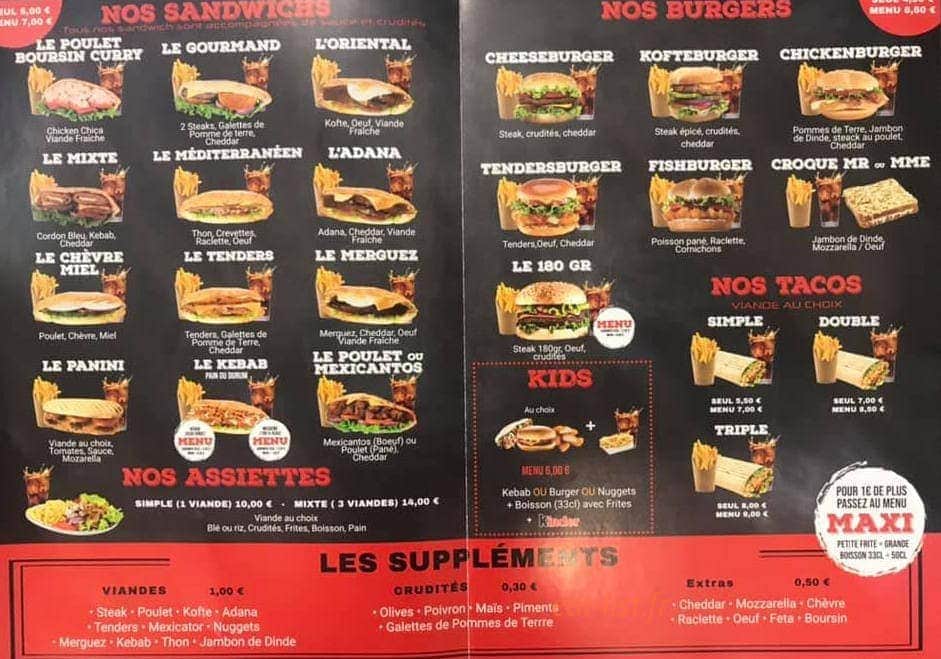 Carte et menu de L’Anatolie Food à Charleville Mezieres — Les sandwiches