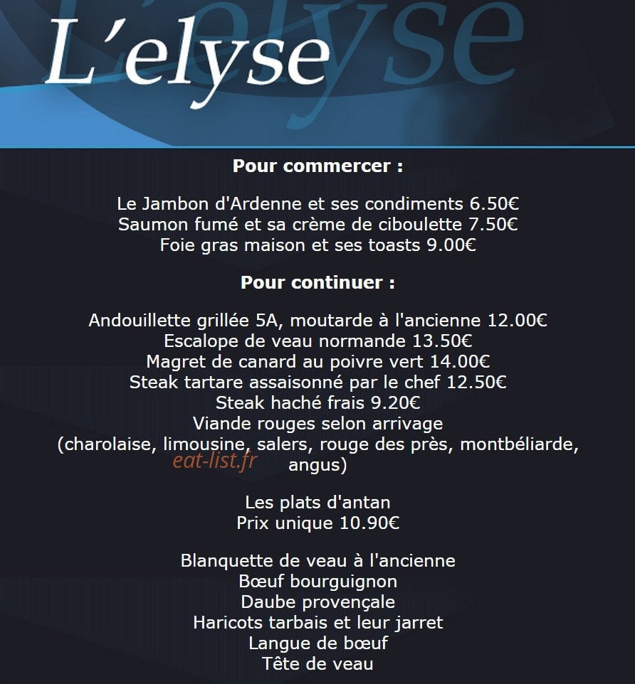 L'Elysé — carte page 1
