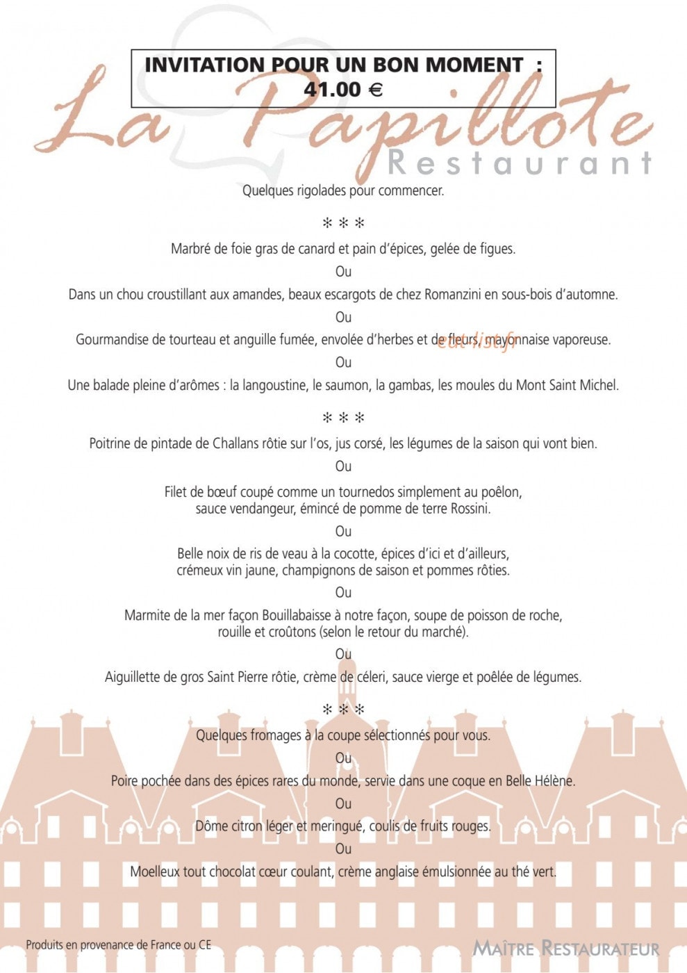 La Papillote — carte page 1