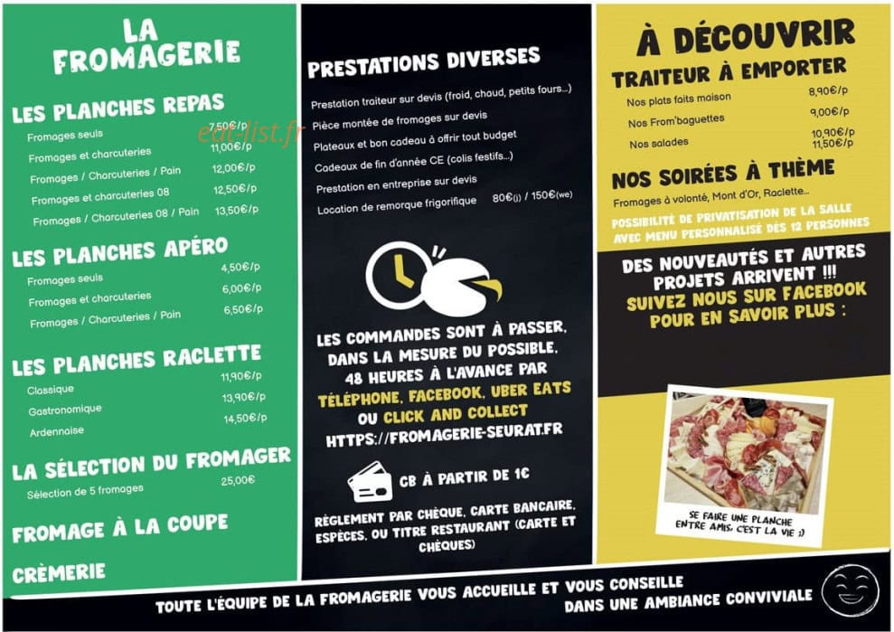 Le Bar à Fromages — carte page 1