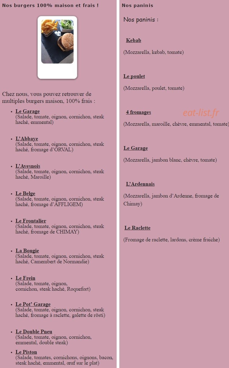 Le Garage — carte page 1
