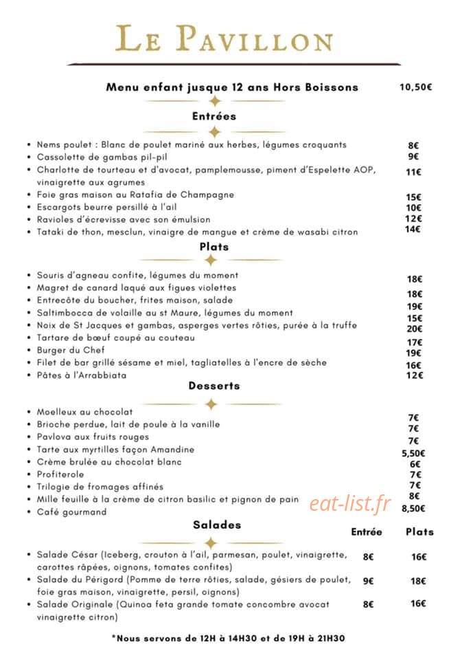 Le Pavillon — carte page 1