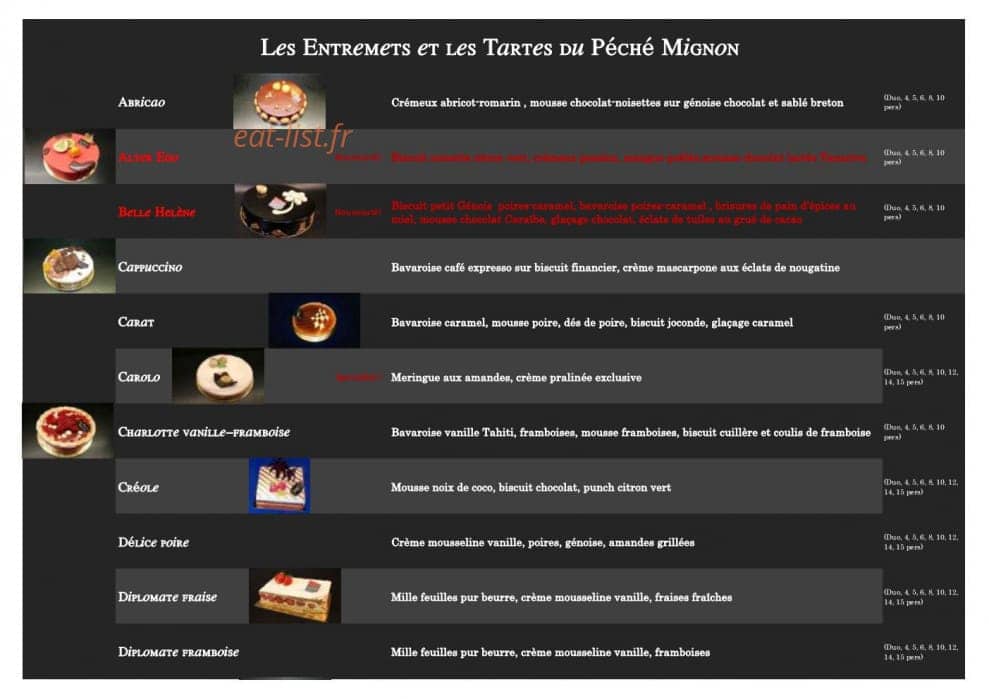 Le Péché Mignon — carte page 1