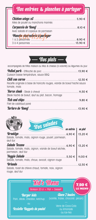 Mel's Dinner — carte page 1