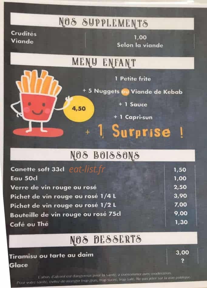 La friterie des Ayvelles — carte page 4