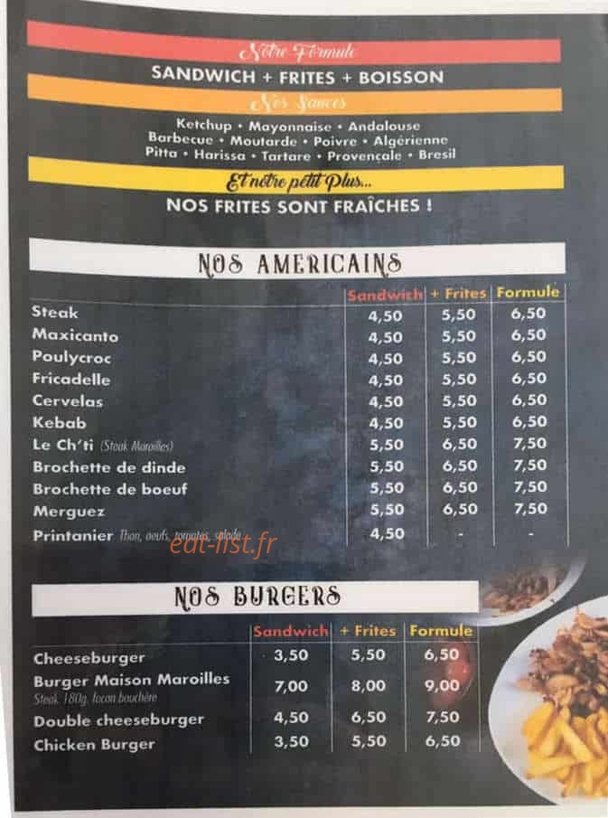 La friterie des Ayvelles — carte page 2