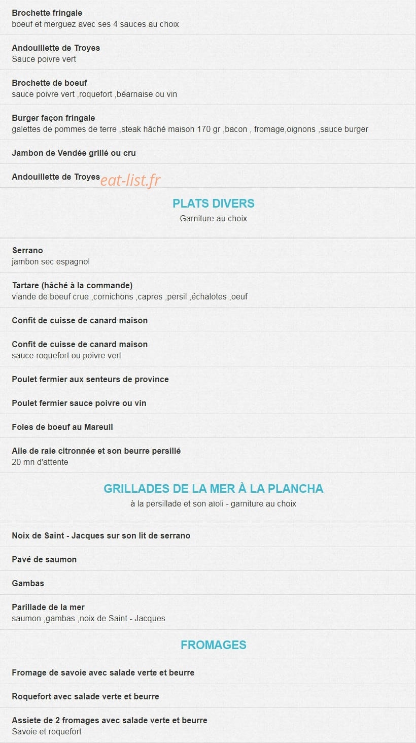 La Fringale — carte page 2