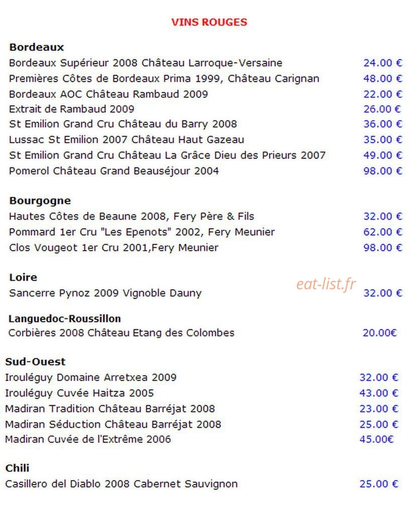 L'Auberge du Laminak — carte page 4