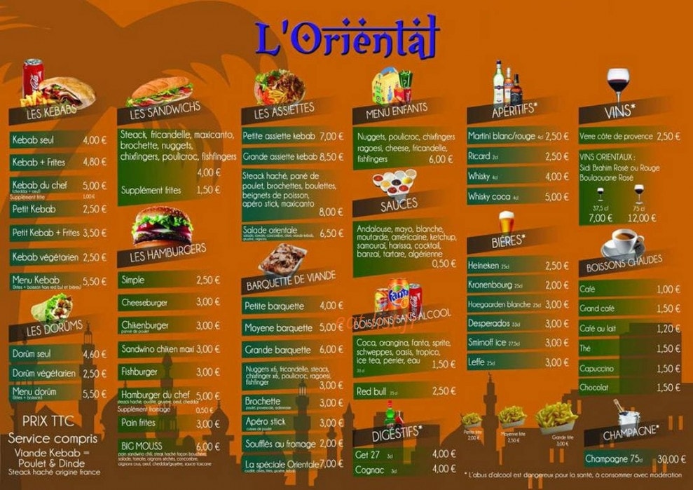L' Oriental — carte page 1