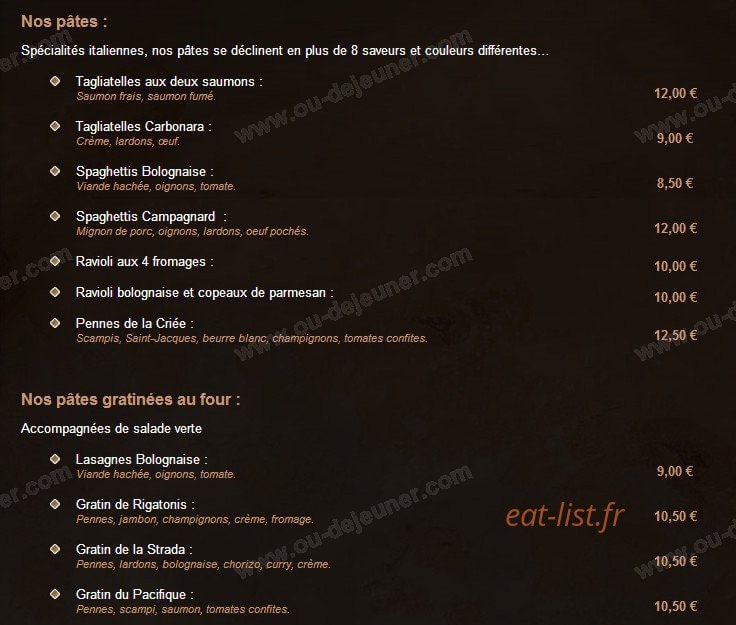 La Strada — carte page 3