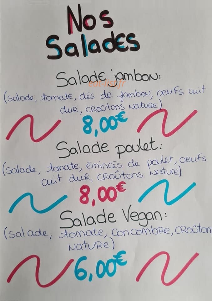 Carte et menu de Famillys friterie à Nouvion sur Meuse — Les salades