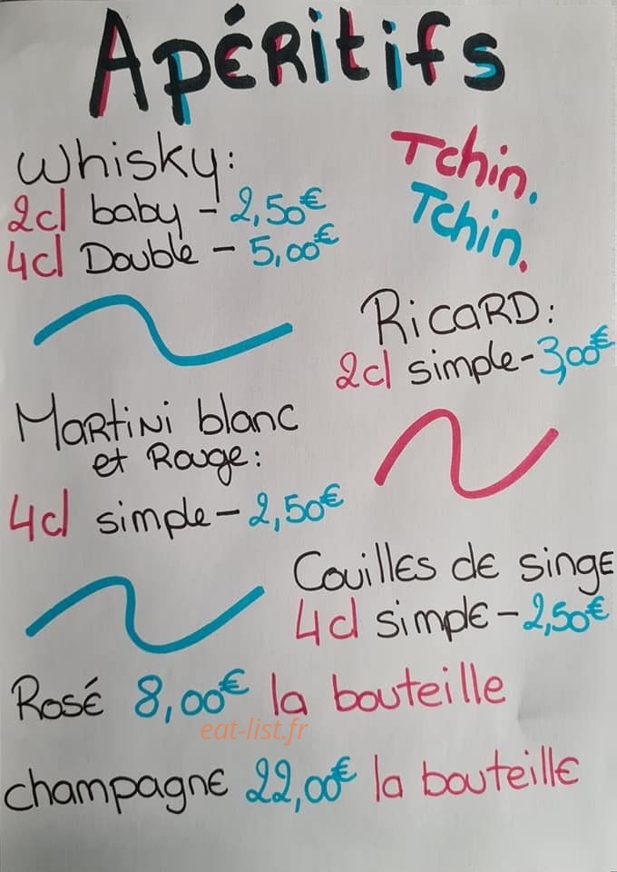 Carte et menu de Famillys friterie à Nouvion sur Meuse — Les apéritifs