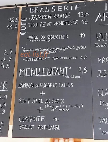 Brasserie du Haut Fourneau — carte page 1