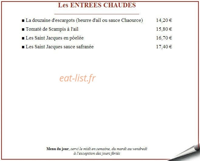 Hostellerie de la Vallée — carte page 1