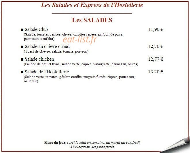 Hostellerie de la Vallée — carte page 5