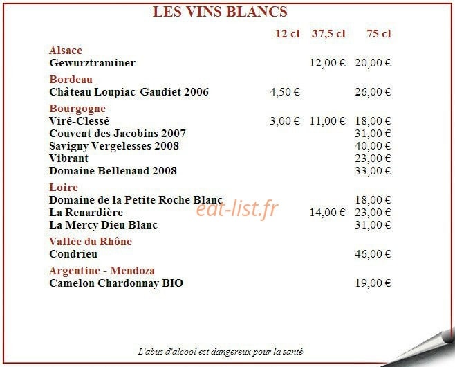 Hostellerie de la Vallée — carte page 12